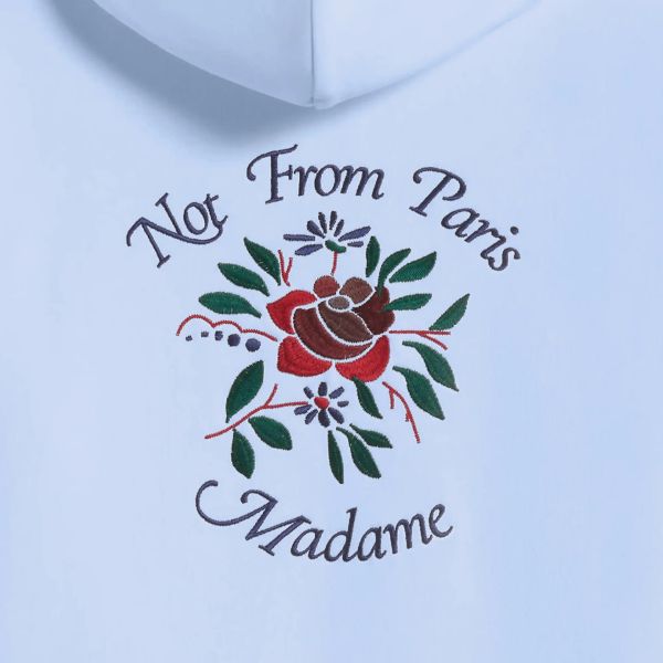 Drôle De Monsieur Slogan Rose Hoodie Licht Blauw