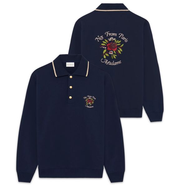 Drôle De Monsieur Slogan Rose Longsleeve Polo Navy