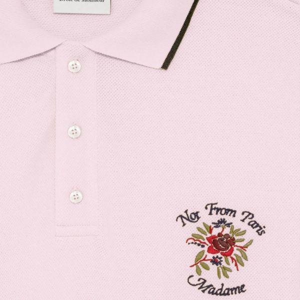 Drôle De Monsieur Slogan Rose Piqué Polo Roze