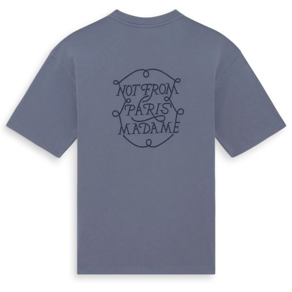 Drôle De Monsieur Slogan Tresses T-shirt Donker Blauw