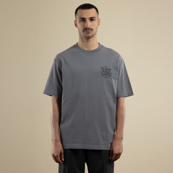 Drôle De Monsieur Slogan Tresses T-shirt Donker Blauw