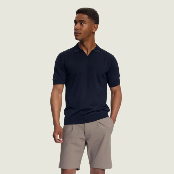 Duquezzi Merino Buttonless Polo Navy