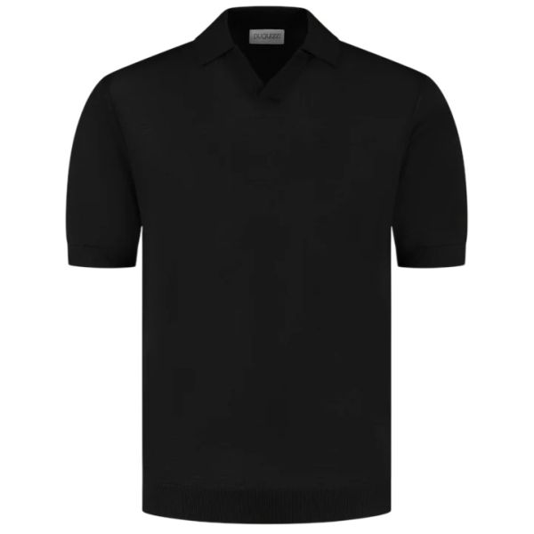 Duquezzi Merino Buttonless Polo Zwart