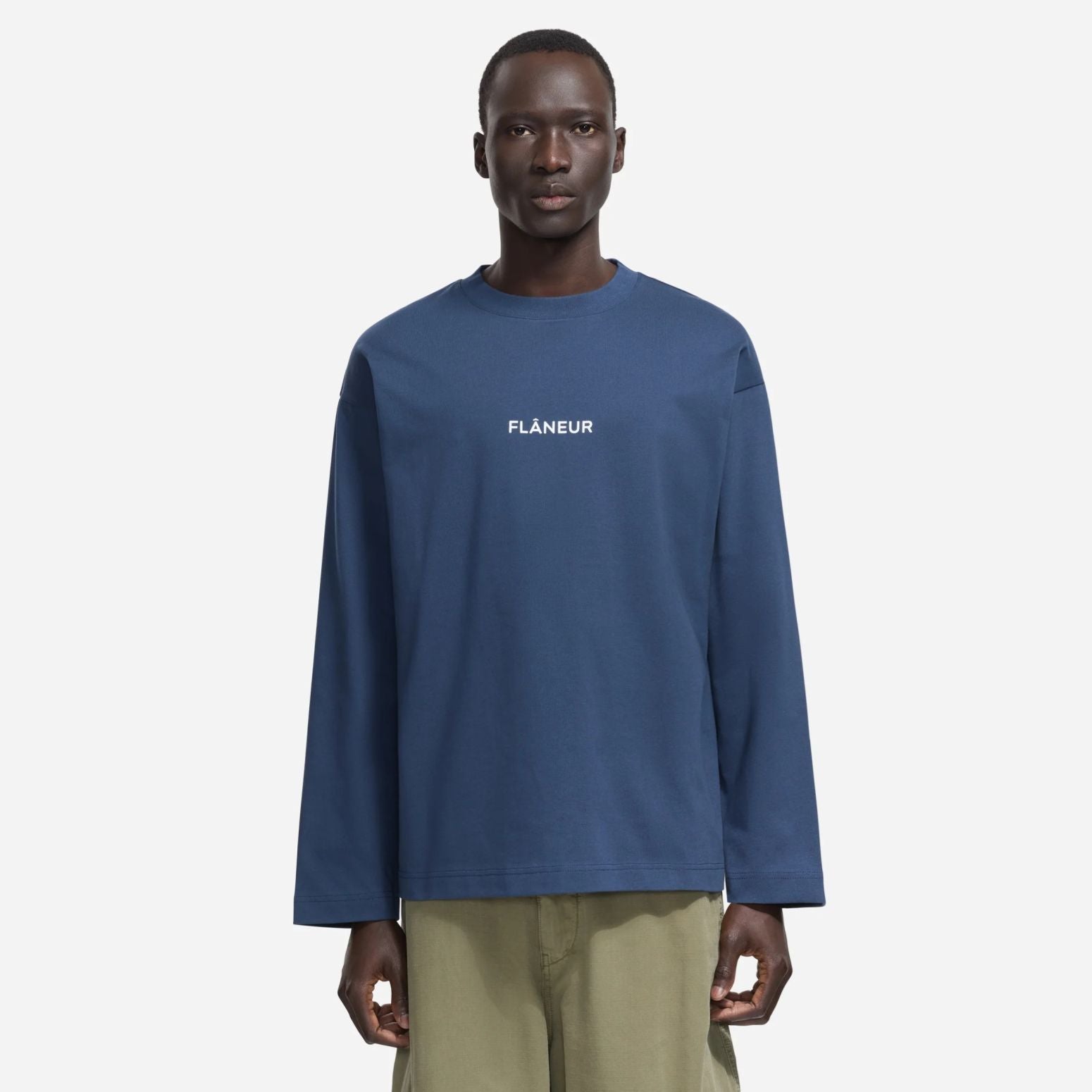 Flâneur Box Logo Longsleeve T-shirt Donker Blauw