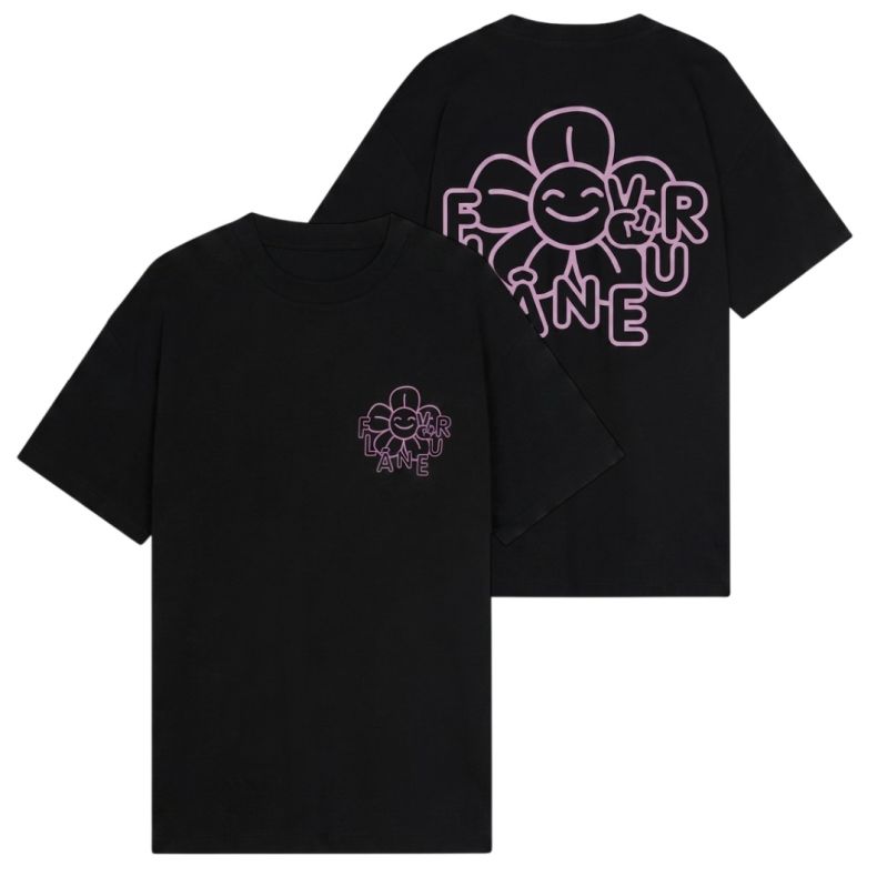 Flâneur Happy Flower T-shirt Zwart