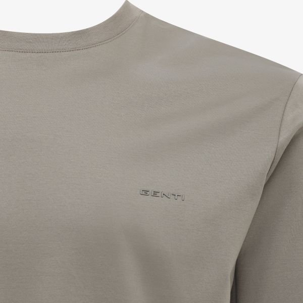 Genti Mercerized Logo T-shirt Bruin