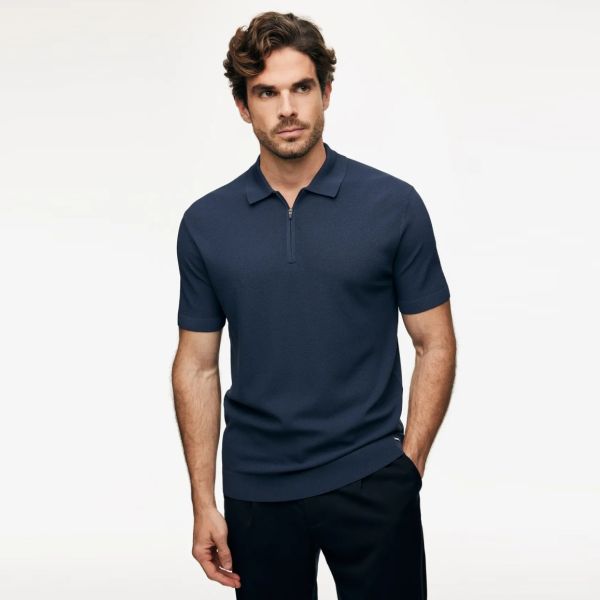 Gentiluomo Zip Polo Blauw