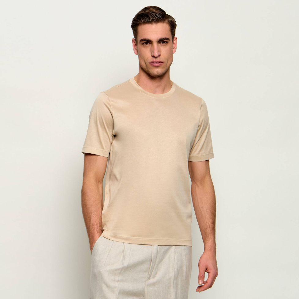 Gran Sasso Mercerized Cotton T-shirt Beige
