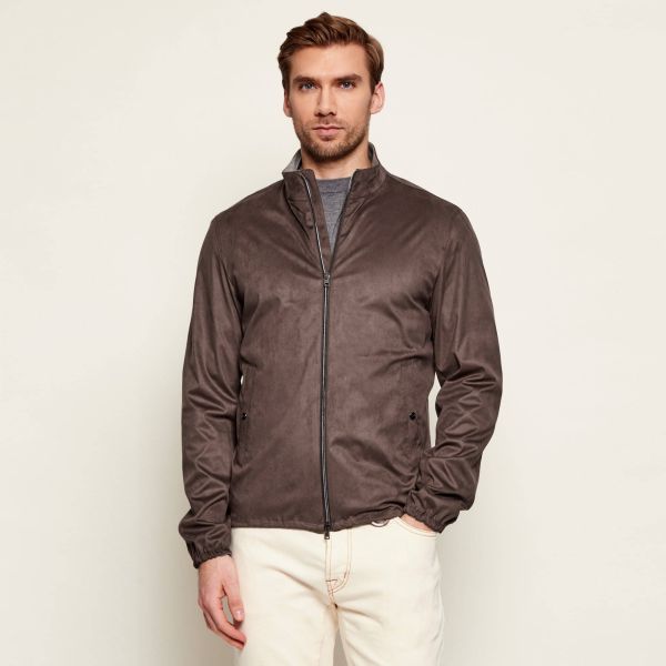Herno Suede Effect Jas Bruin
