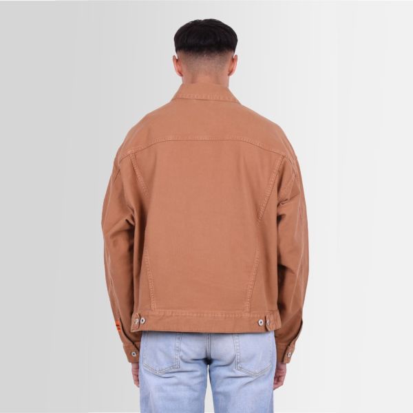heron preston oversized canvas jacket tobacco bruin