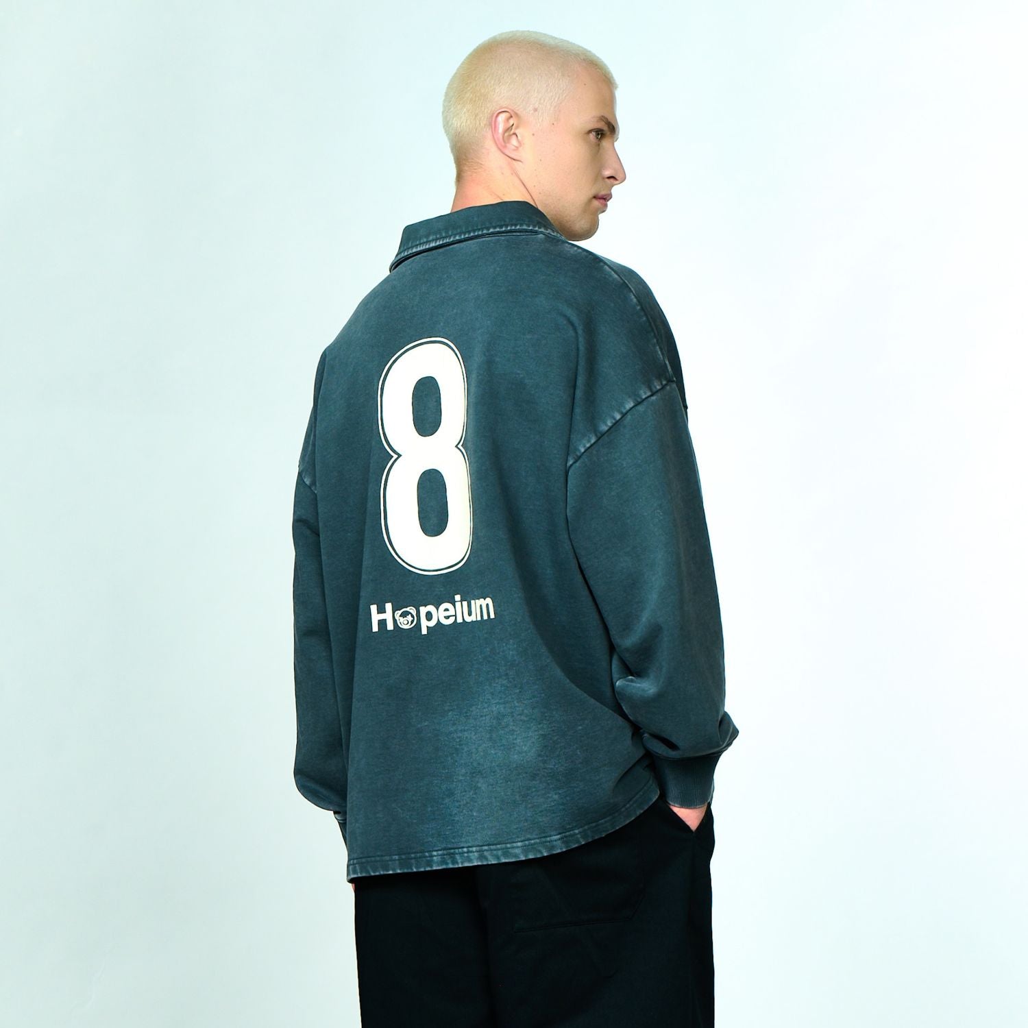 Hopeium Football Gandhi Longsleeve Polo Antraciet