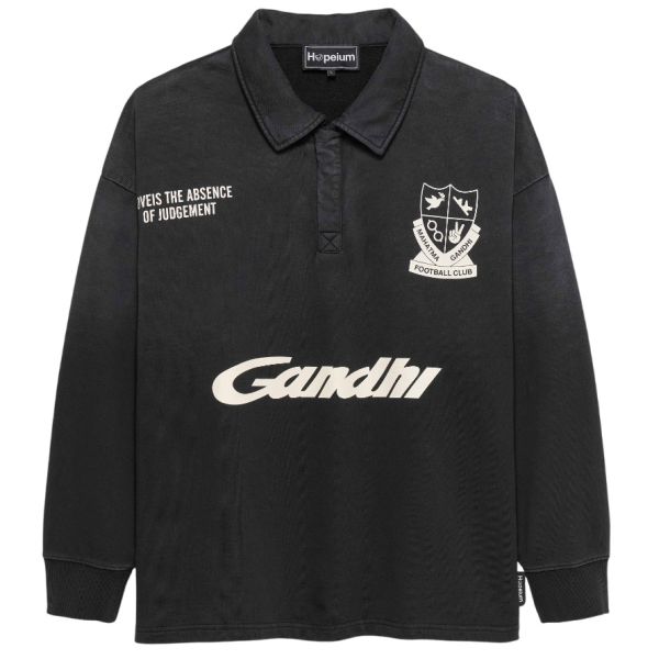 Hopeium Football Polo Sweater Zwart