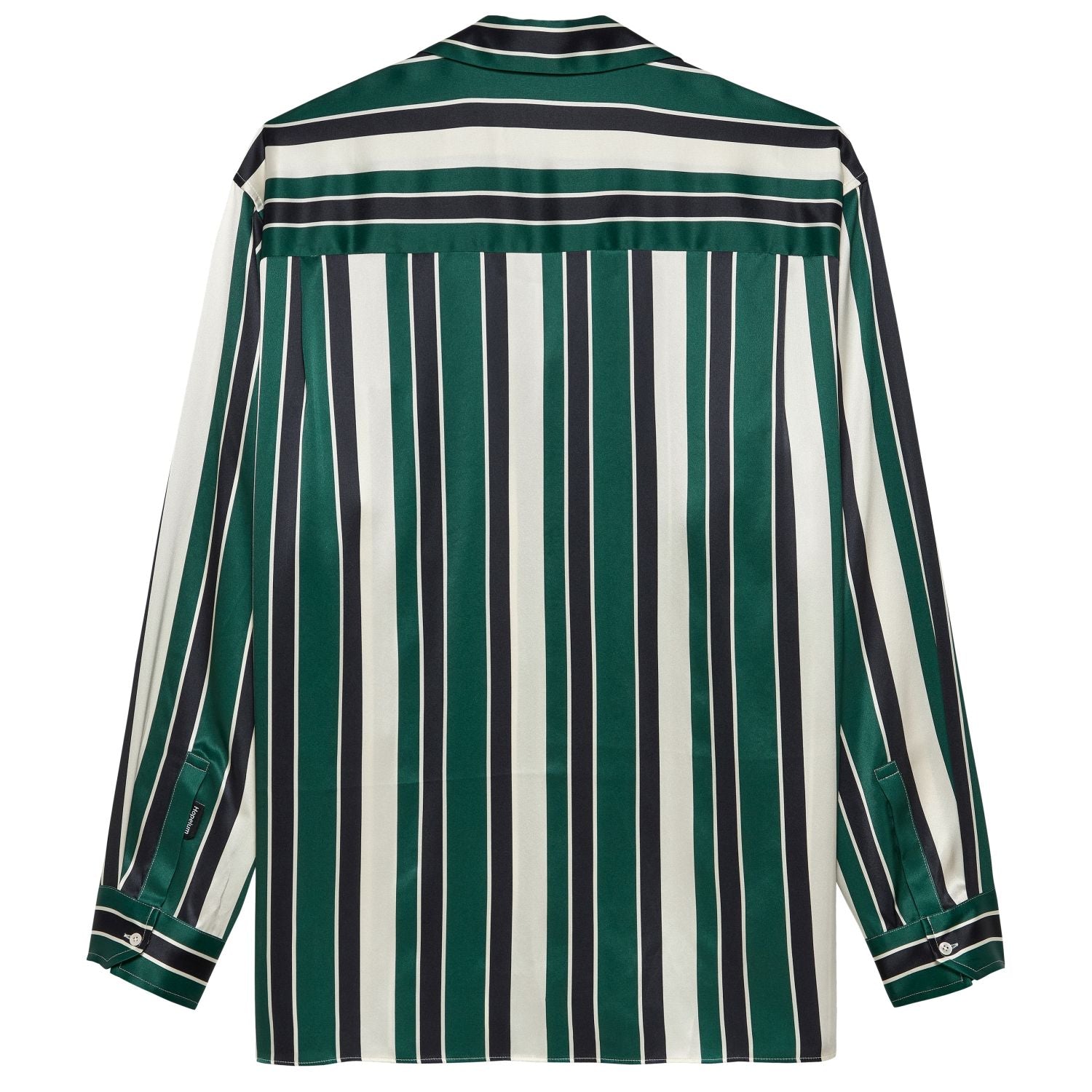 Hopeium Striped Silk Overhemd Donker Groen/Off White/Navy