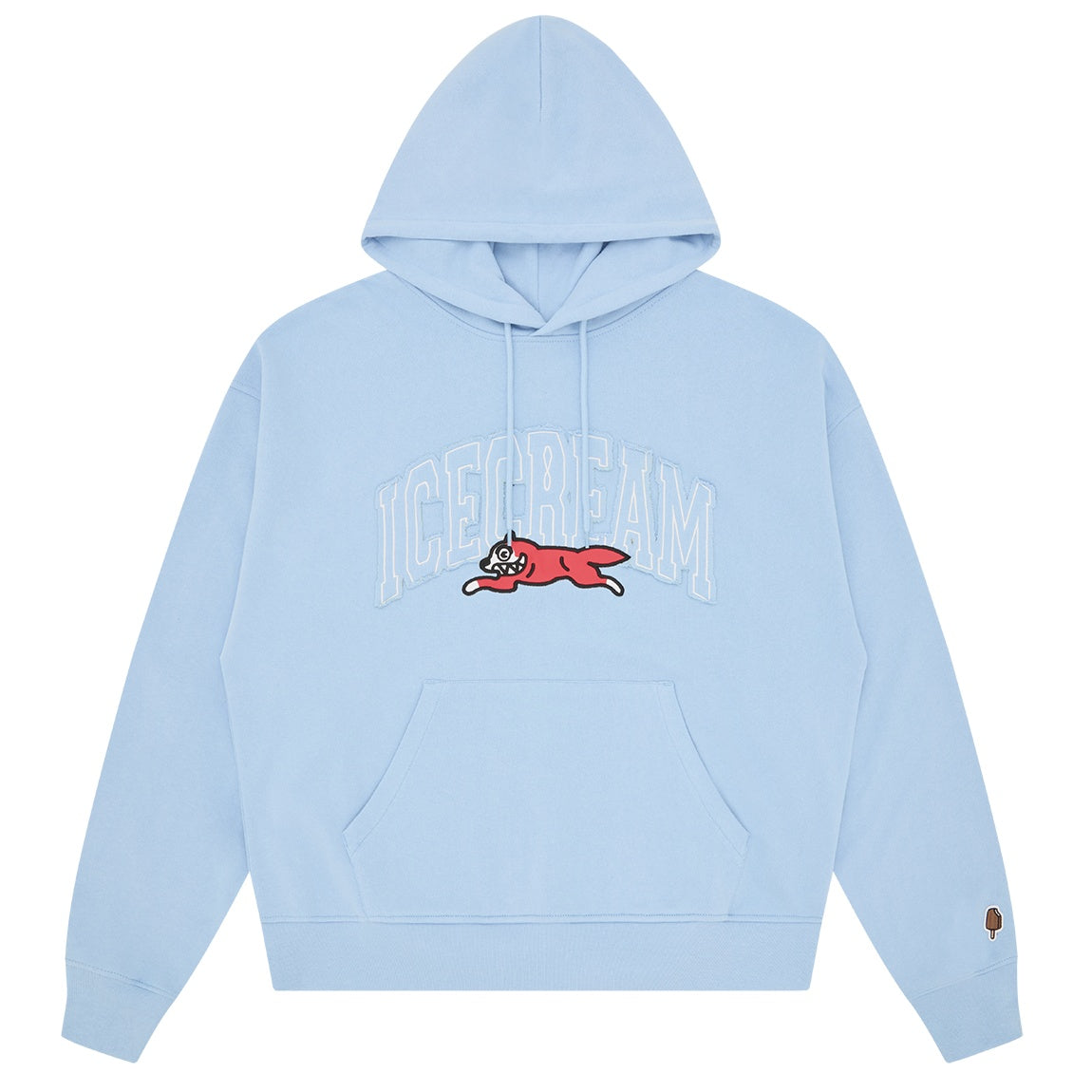 Icecream College Applique Running Dog Hoodie Licht Blauw