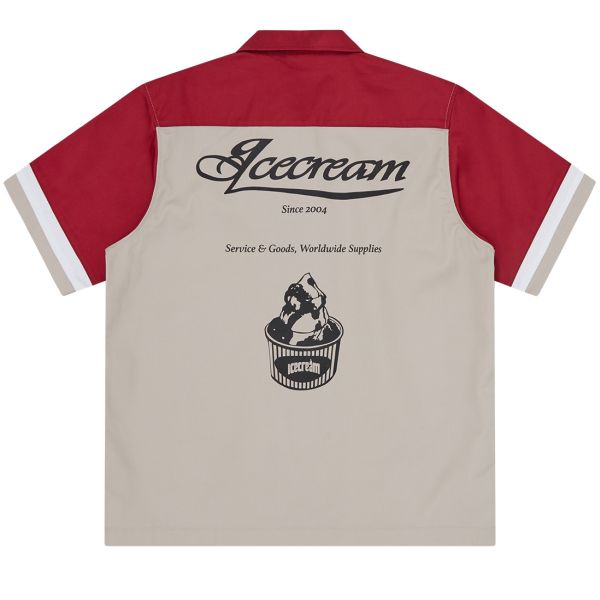 Icecream Parlor Work Overhemd Beige/Rood