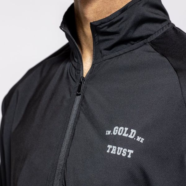 In Gold We Trust Sport Zipped Longsleeve T-shirt Zwart