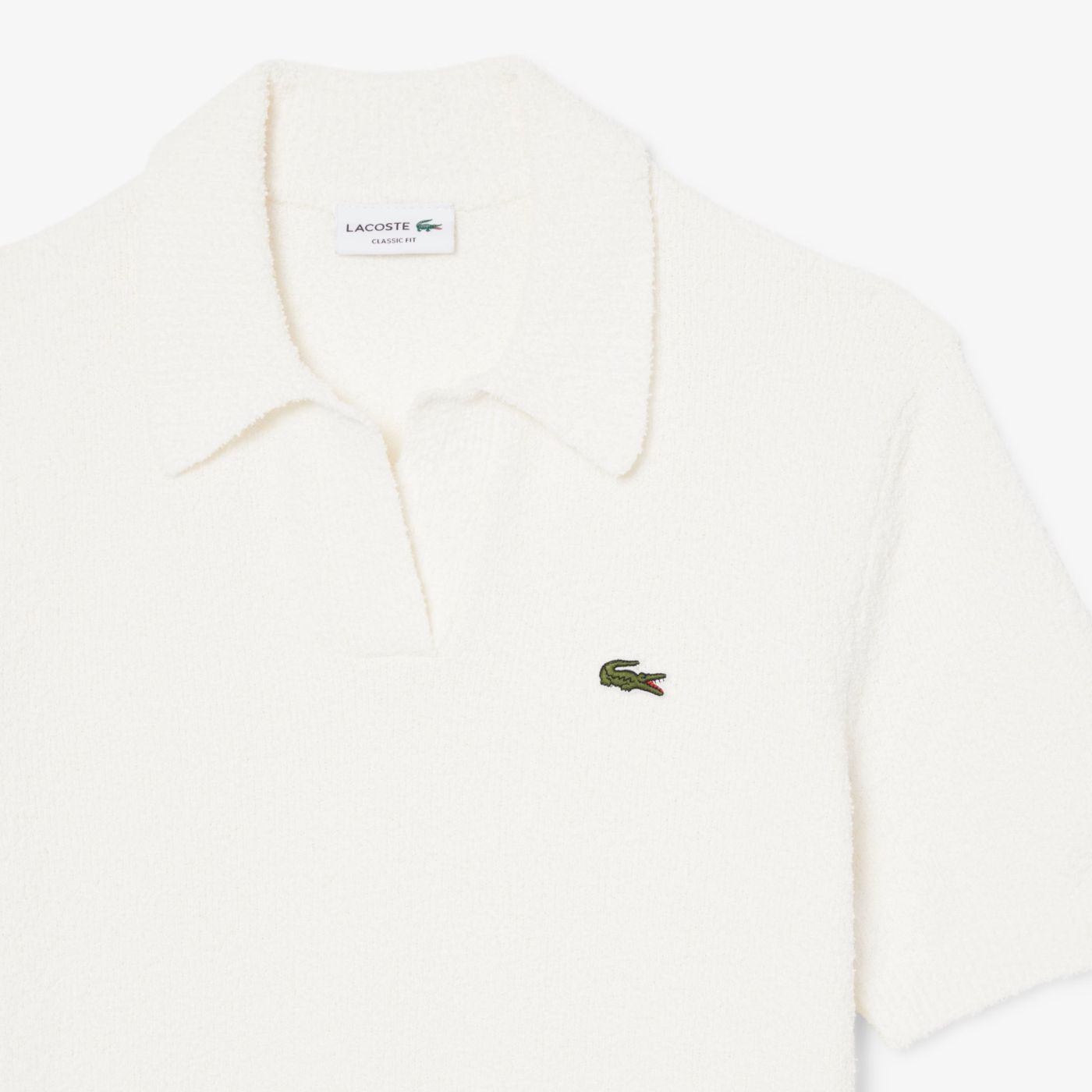 Lacoste Bouclé Knit Polo Off White
