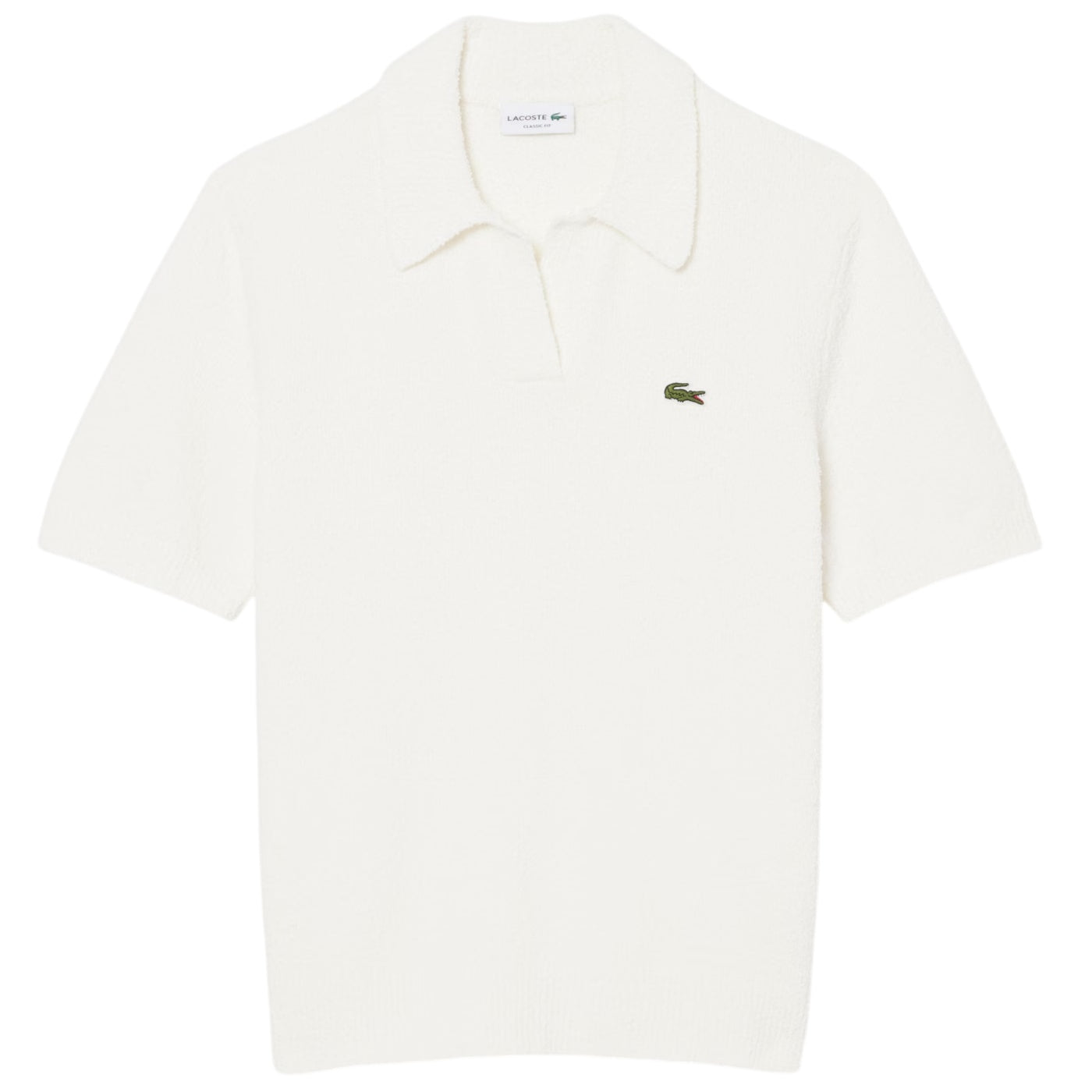 Lacoste Bouclé Knit Polo Off White
