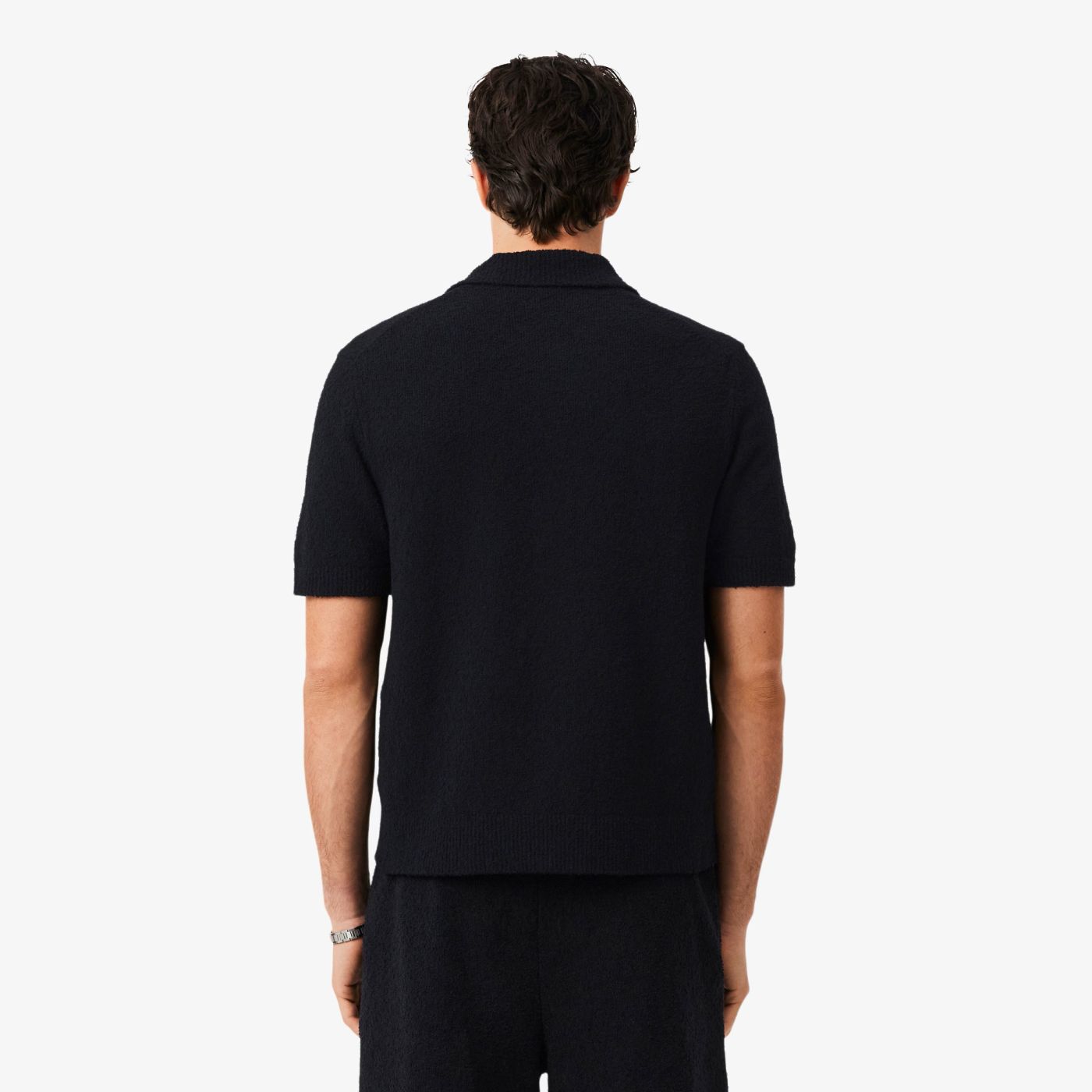 Lacoste Bouclé Knit Polo Zwart