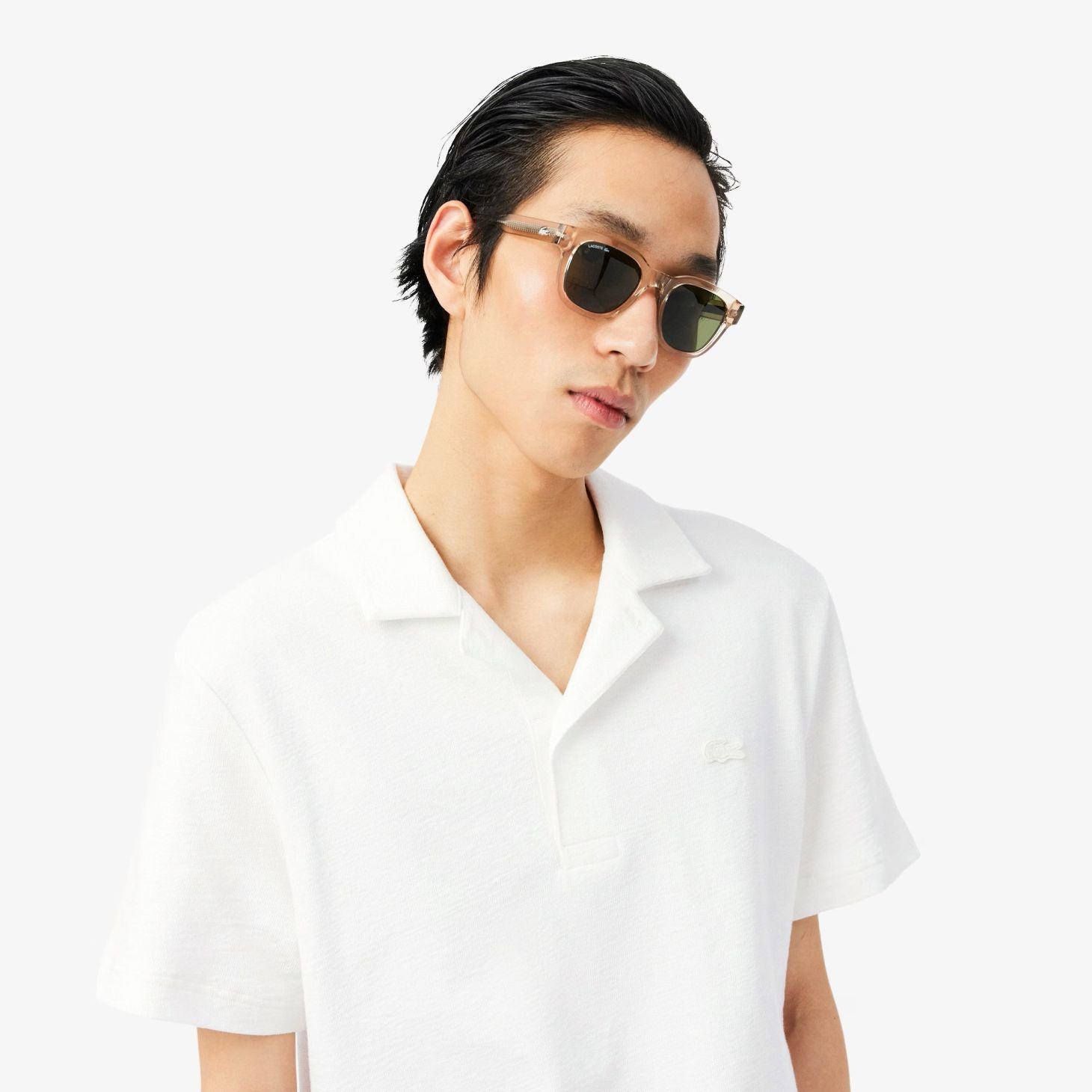 Lacoste Classic Fit Textured Polo Off White