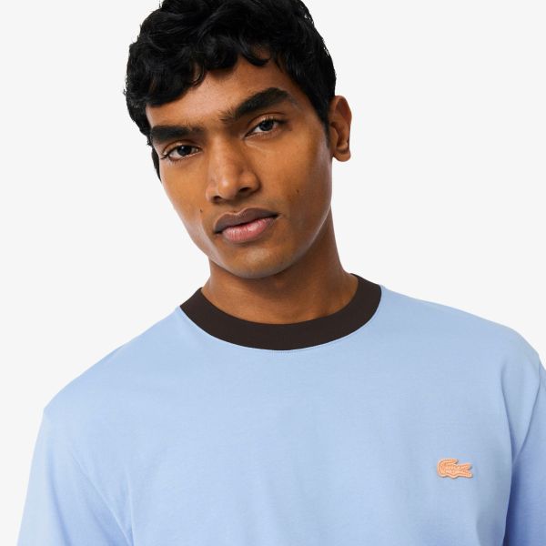 Lacoste Color-Blocked Croc T-shirt Licht Blauw