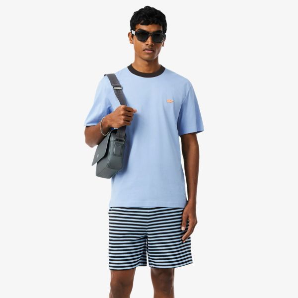 Lacoste Color-Blocked Croc T-shirt Licht Blauw