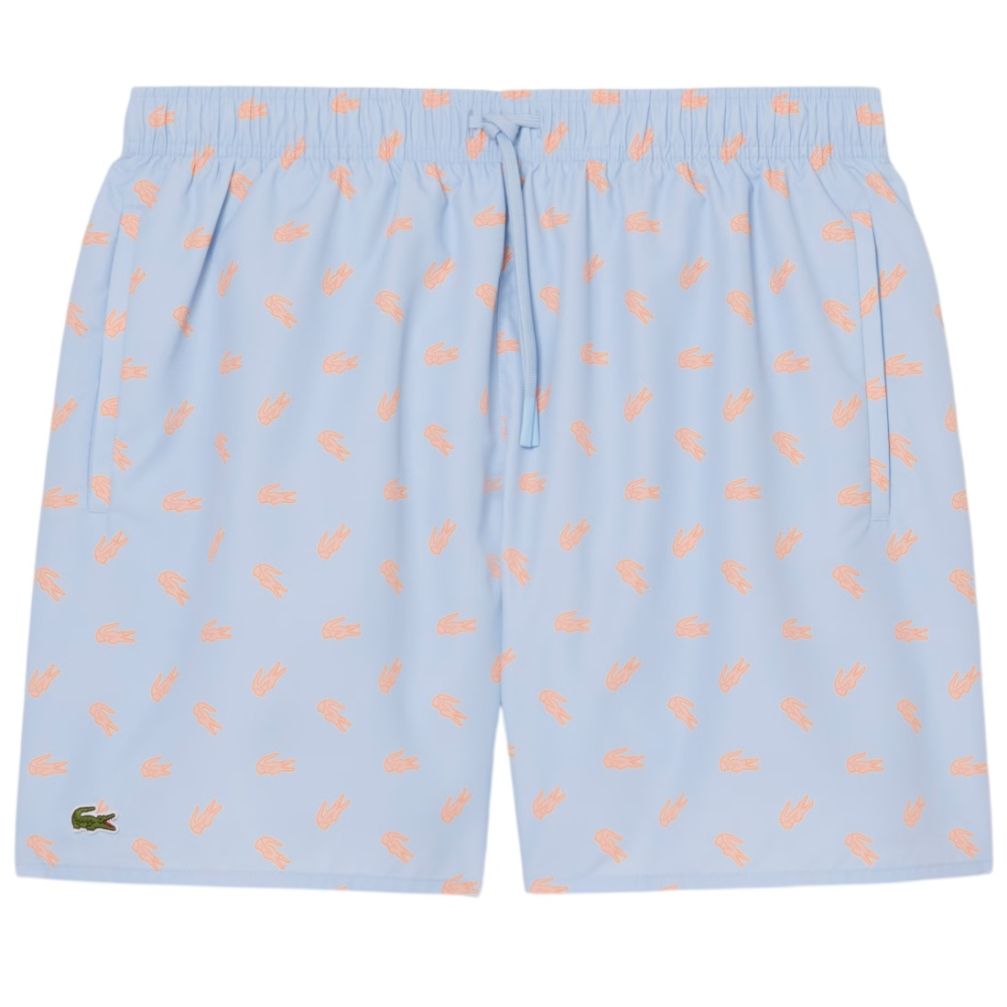 Lacoste Crocodile Print Zwembroek Licht Blauw