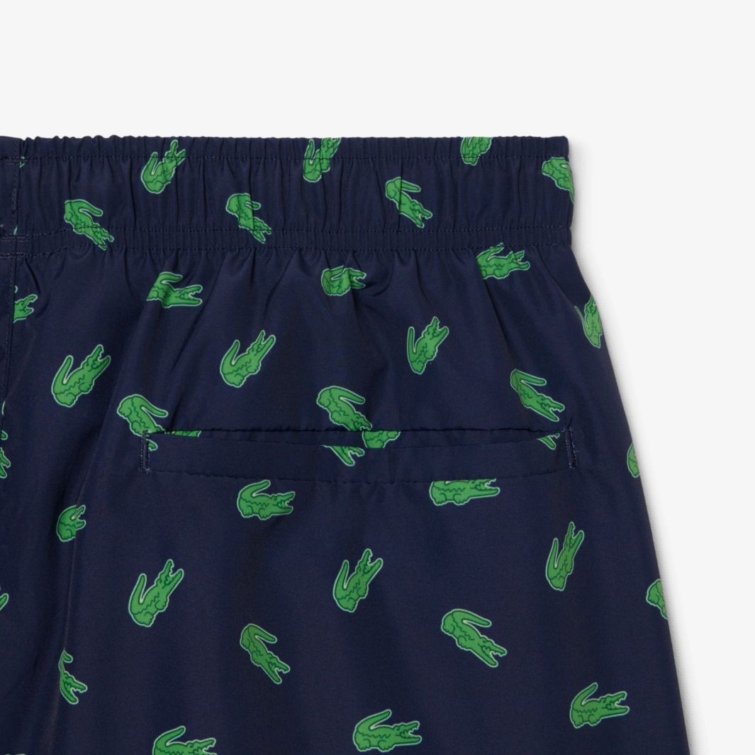 Lacoste Crocodile Print Zwembroek Navy