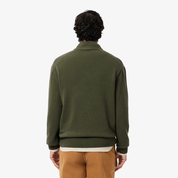 Lacoste Knitted Half Zip Sweater Donker Groen