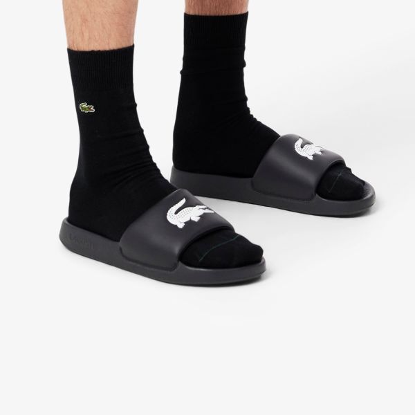 Lacoste Logo Slippers Zwart