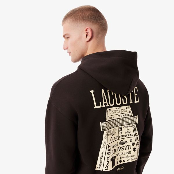 Lacoste Loose Fit Printed Hoodie Bruin