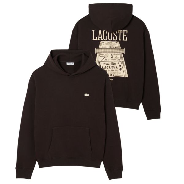 Lacoste Loose Fit Printed Hoodie Bruin