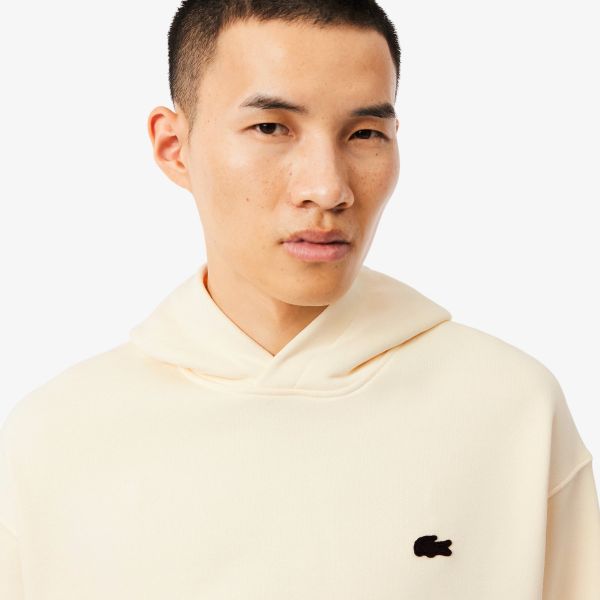Lacoste Loose Fit Printed Hoodie Off White