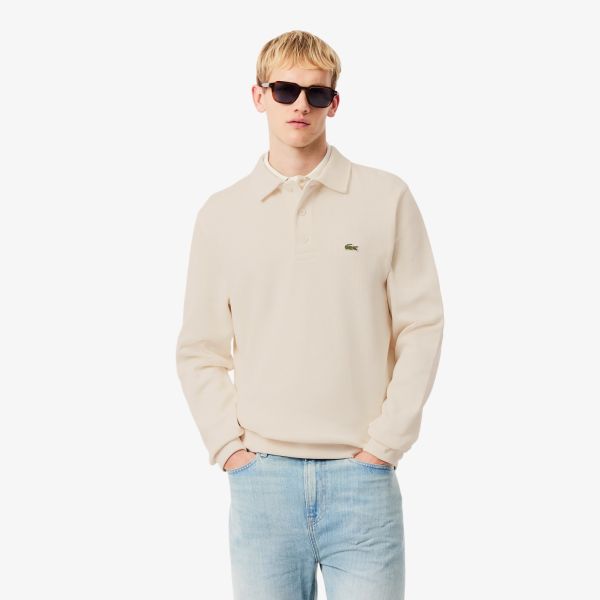Lacoste Ribbed Polo Sweater Off White