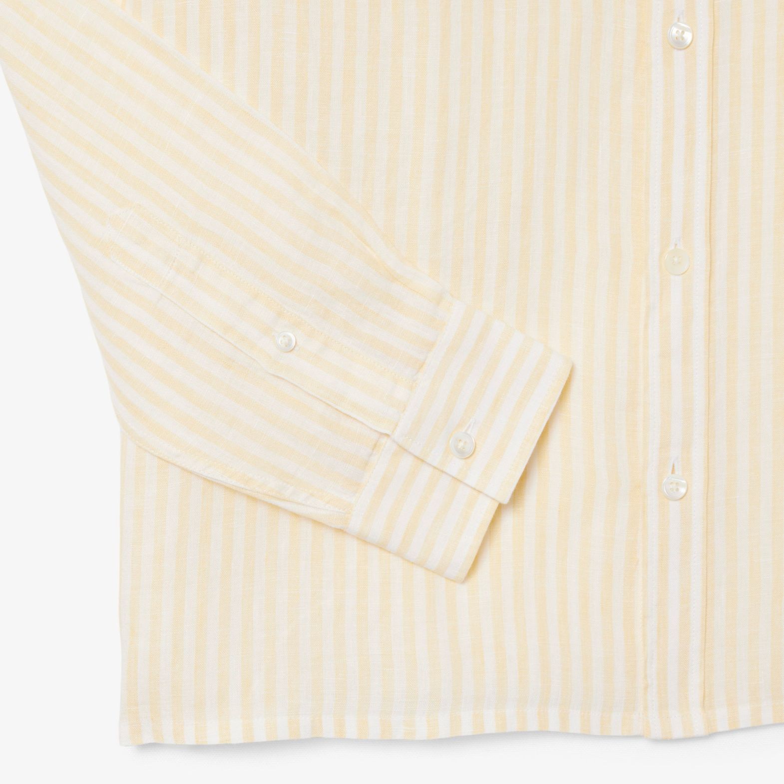 Lacoste Striped Linen Overhemd Geel/Wit