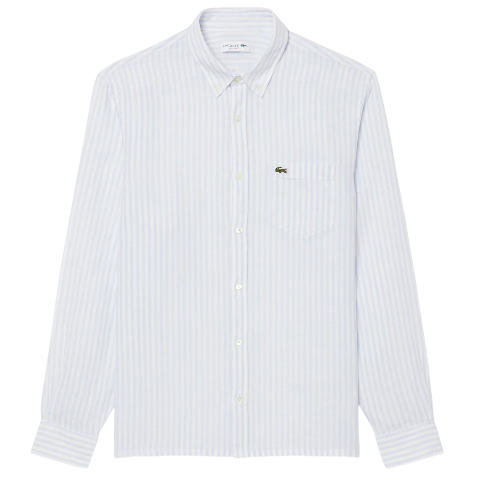 Lacoste Striped Linen Overhemd Licht Blauw/Wit