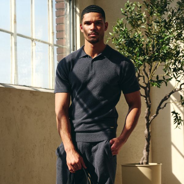 Malelions Bouclé Polo Antraciet