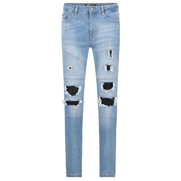 Malelions Ripped Biker Jeans Licht Blauw