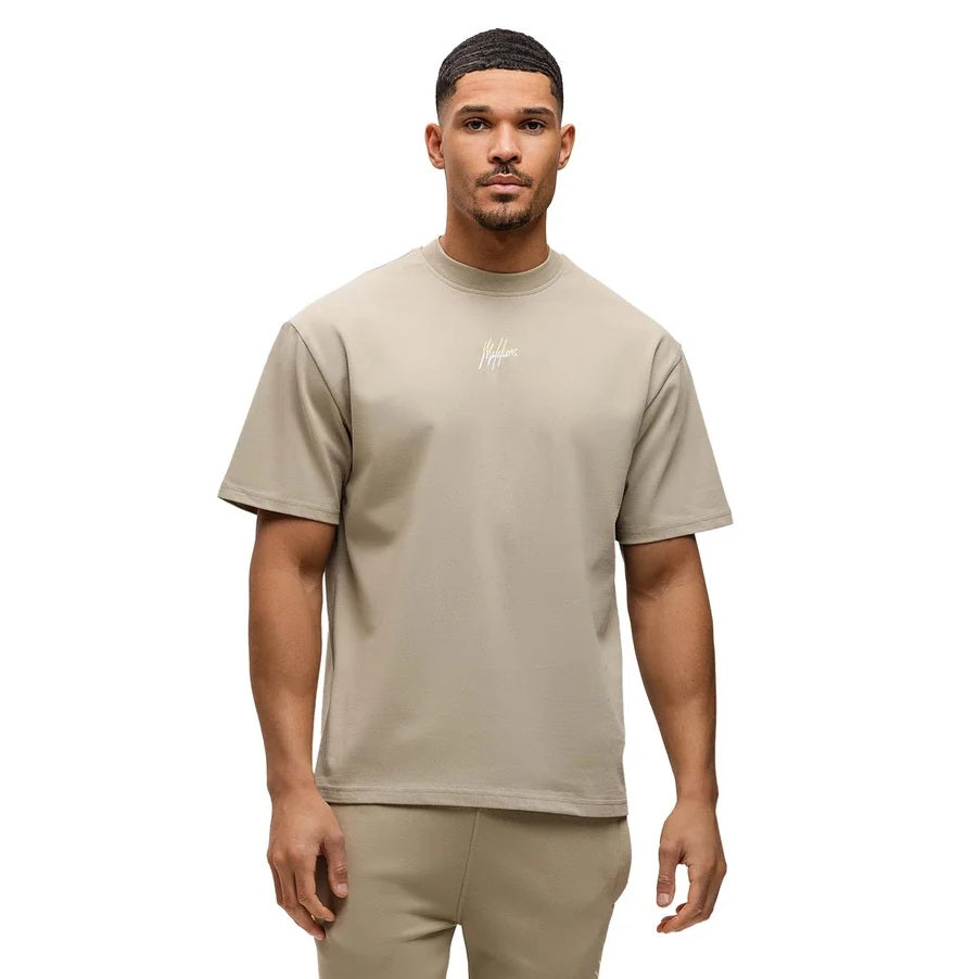 Malelions Split T-shirt Beige