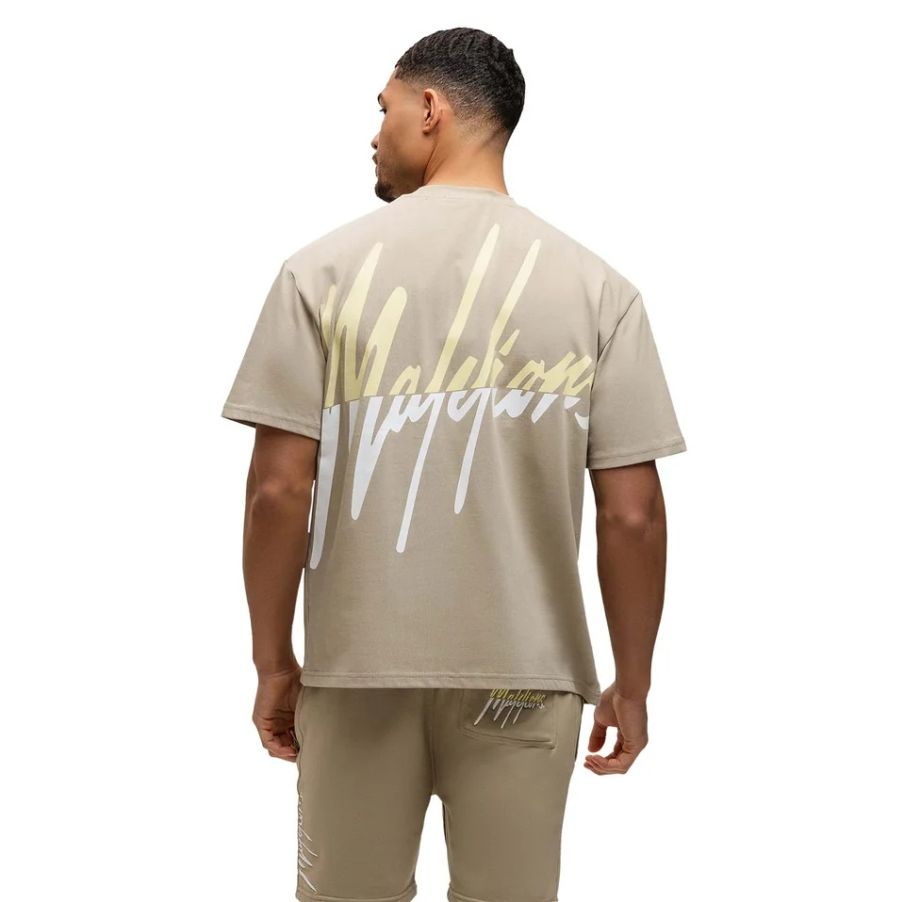 Malelions Split T-shirt Beige