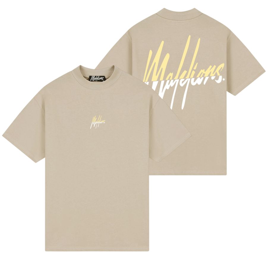 Malelions Split T-shirt Beige