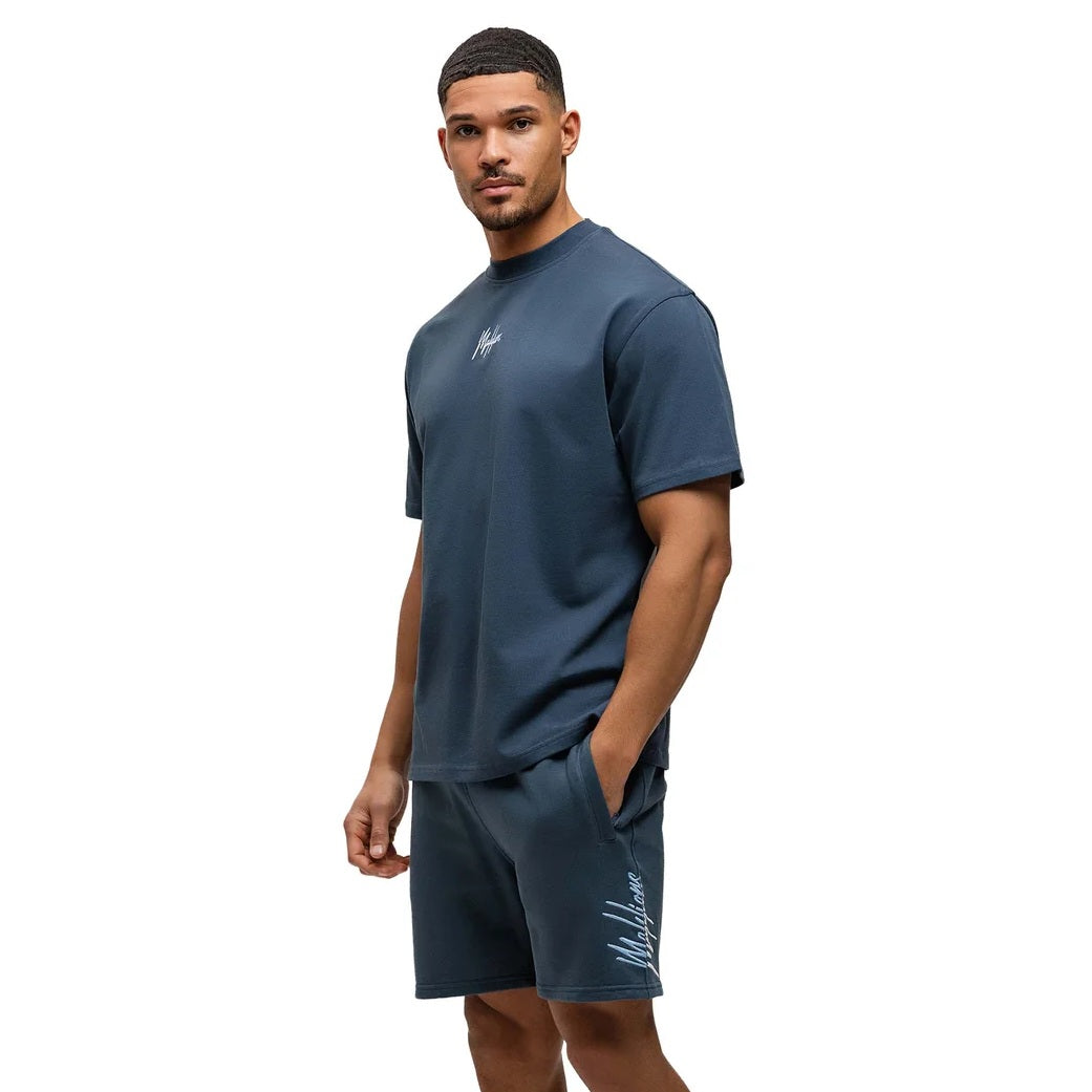 Malelions Split T-shirt Donker Blauw