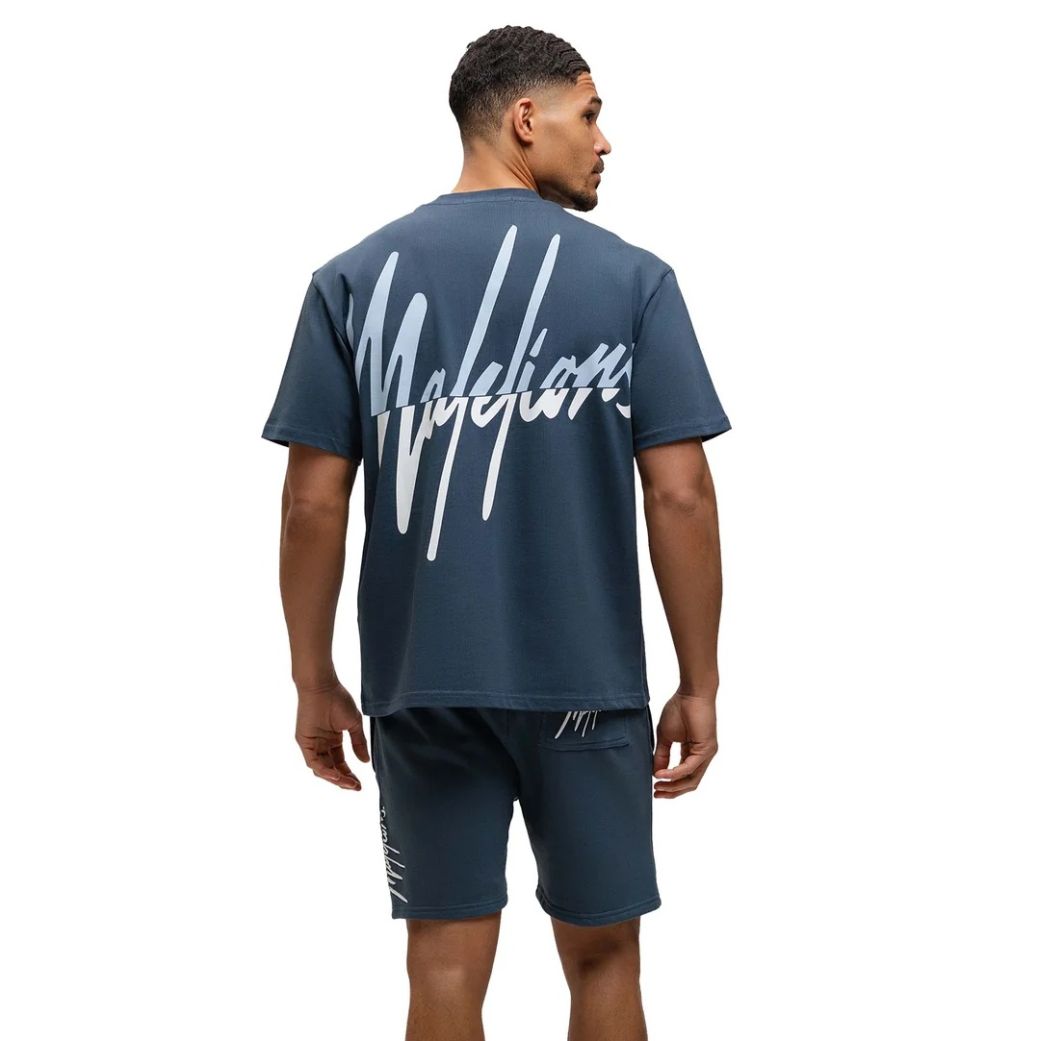Malelions Split T-shirt Donker Blauw