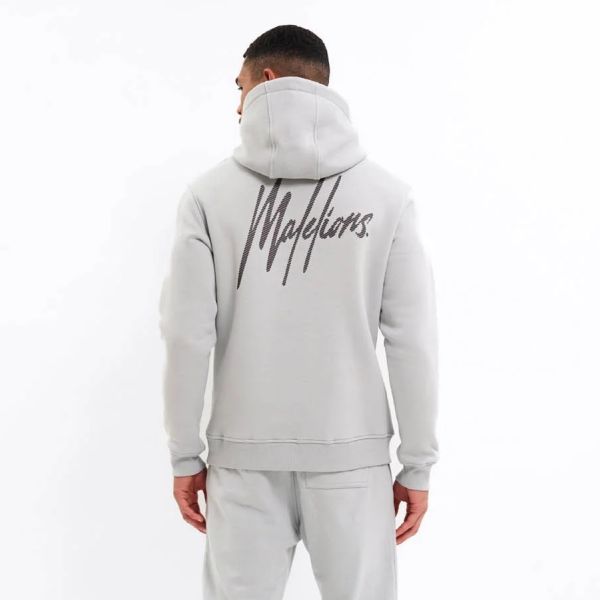 Malelions Striped Signature Hoodie Grijs