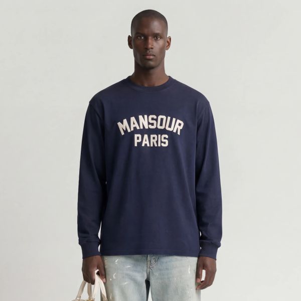 Mansour Paris College Longsleeve T-shirt Donker Blauw