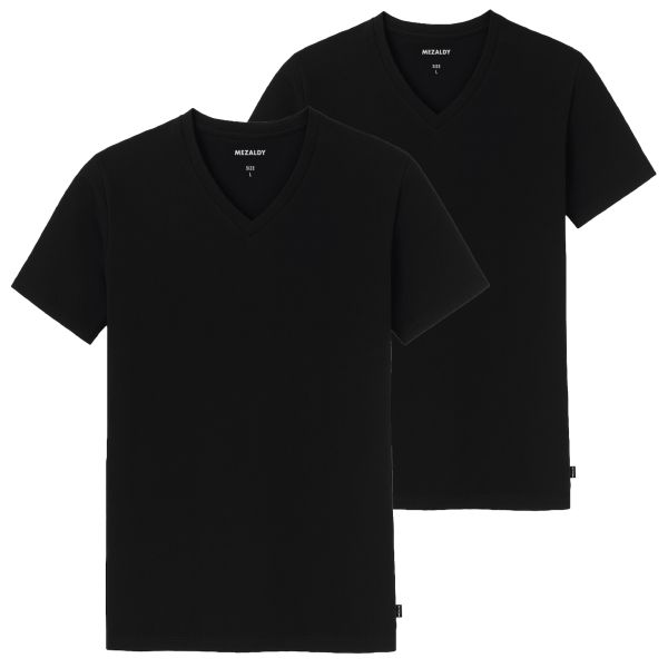 Mezaldy V-Neck T-shirt 2-Pack Zwart