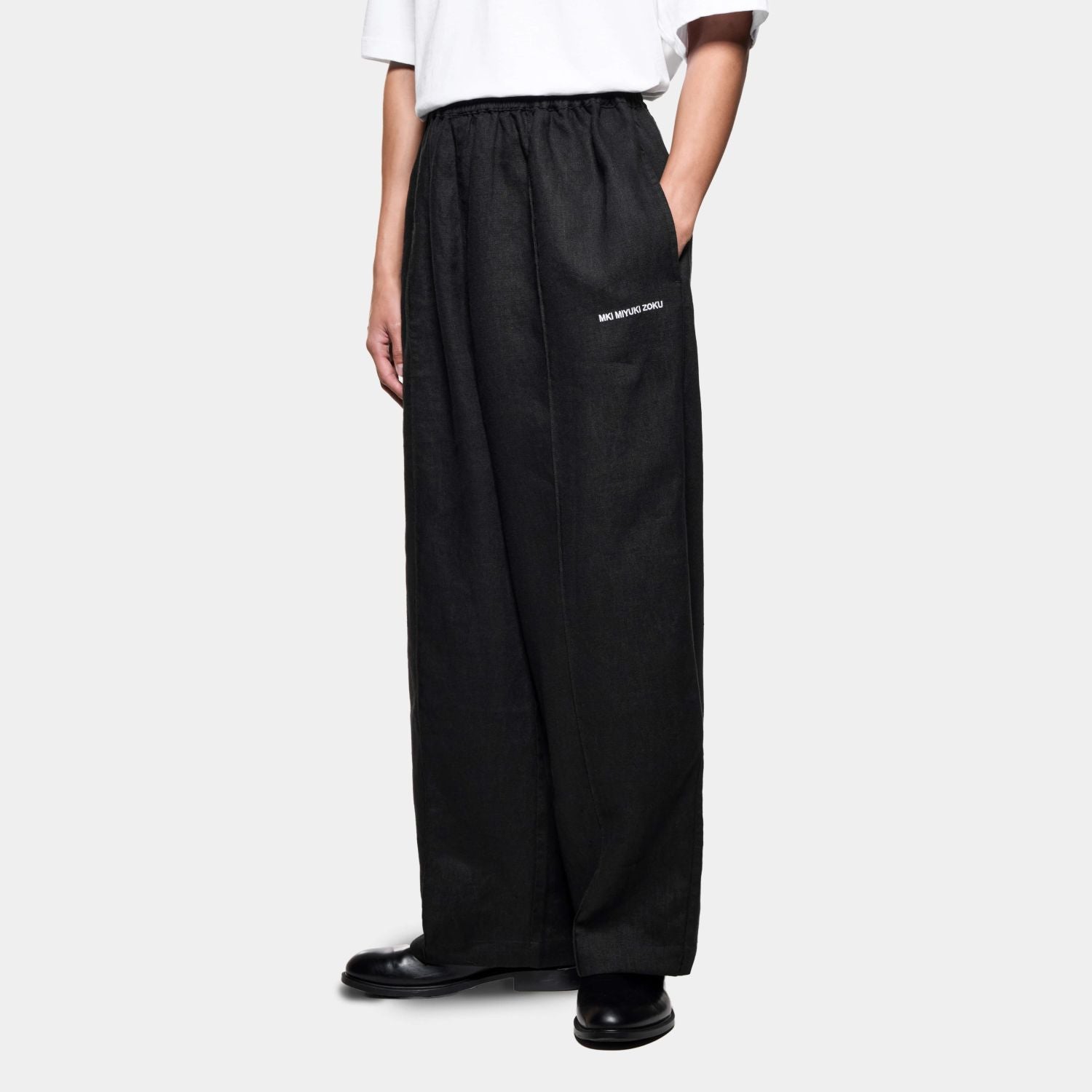 MKI Miyuki Zoku Linen Wide Leg Broek Zwart