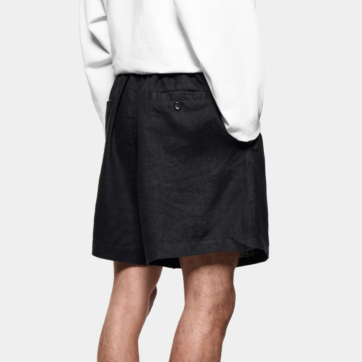 MKI Miyuki Zoku Linen Wide Leg Korte Broek Zwart