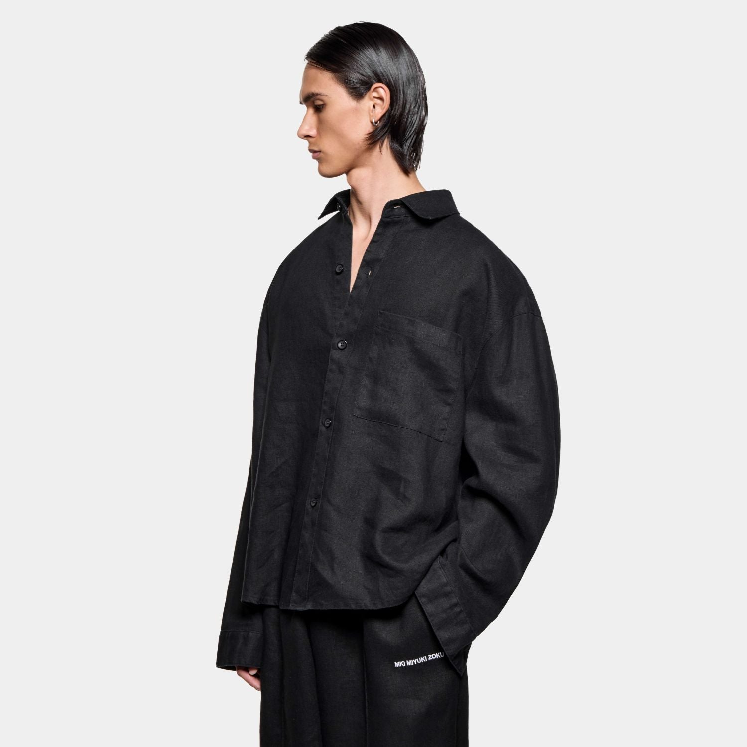 MKI Miyuki Zoku Linen Box Dress Overhemd Zwart