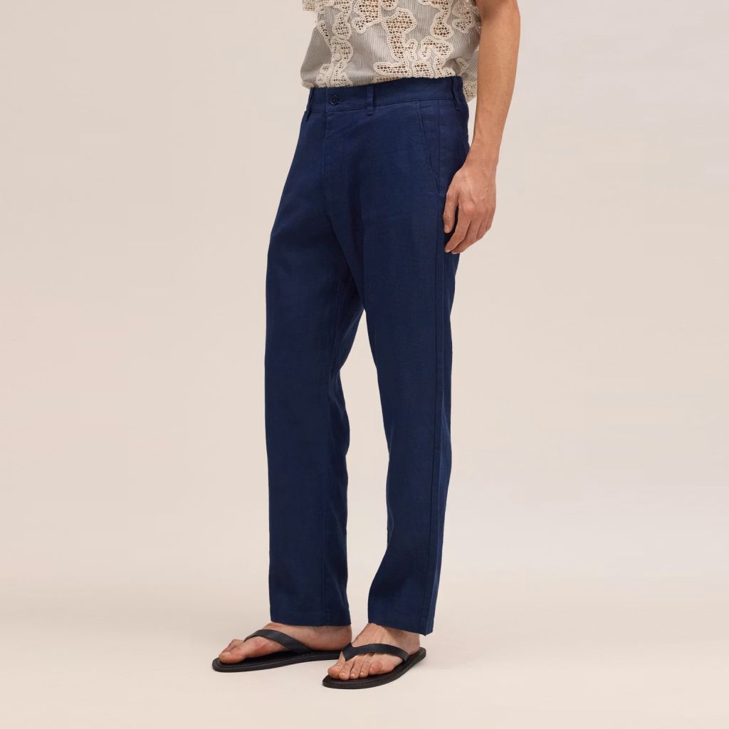 NN.07 Aden Straight Leg Linen Chino Navy